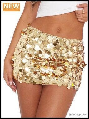 Sequin Skirt Sparkle Stretchy Bodycon Mini Party Glitter Skirts